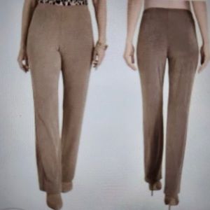Chico’s Easy Wear Taupe Slinky Pull On Pants Womens Size M Short Casual Office